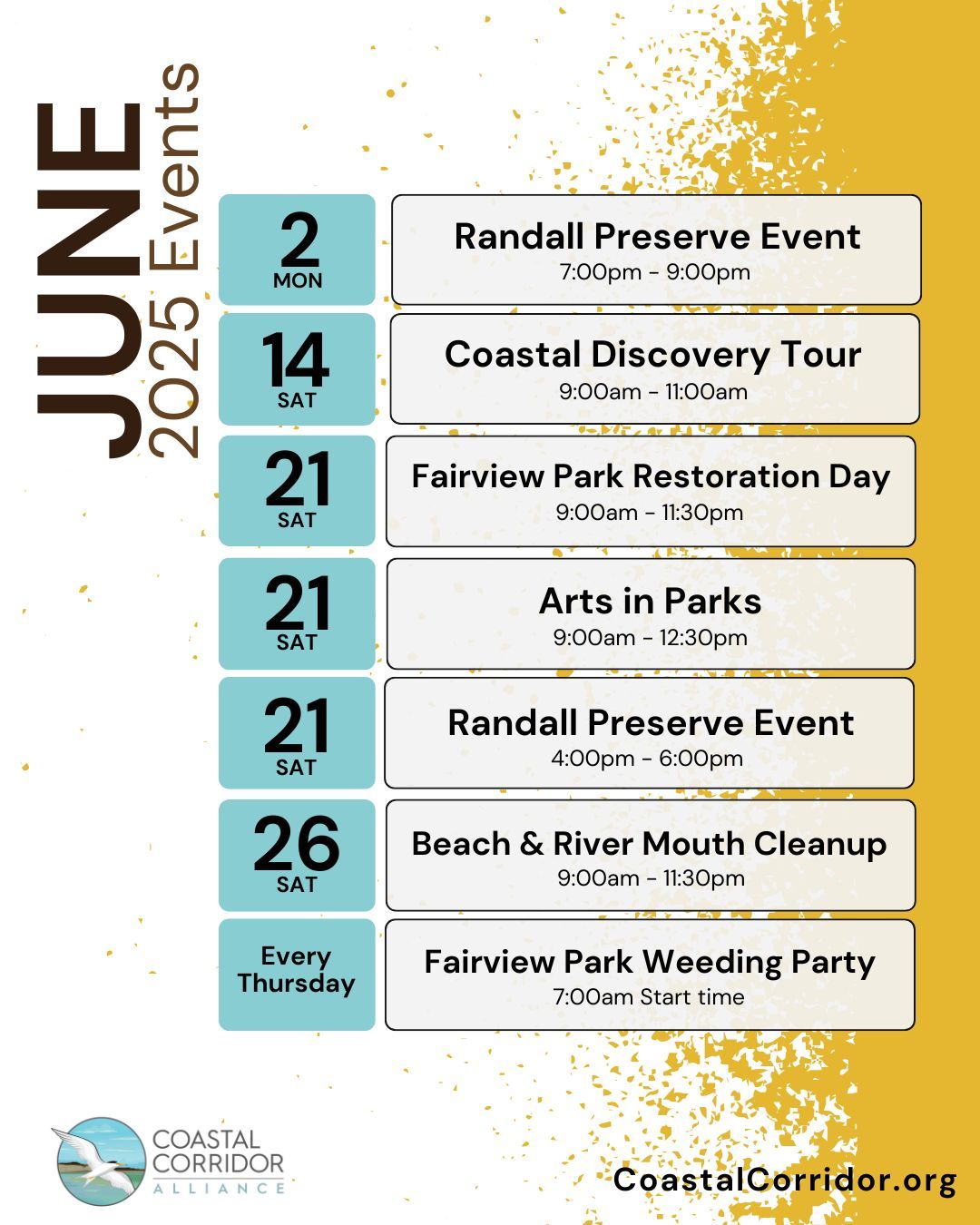 A calendar of events for the month of June!