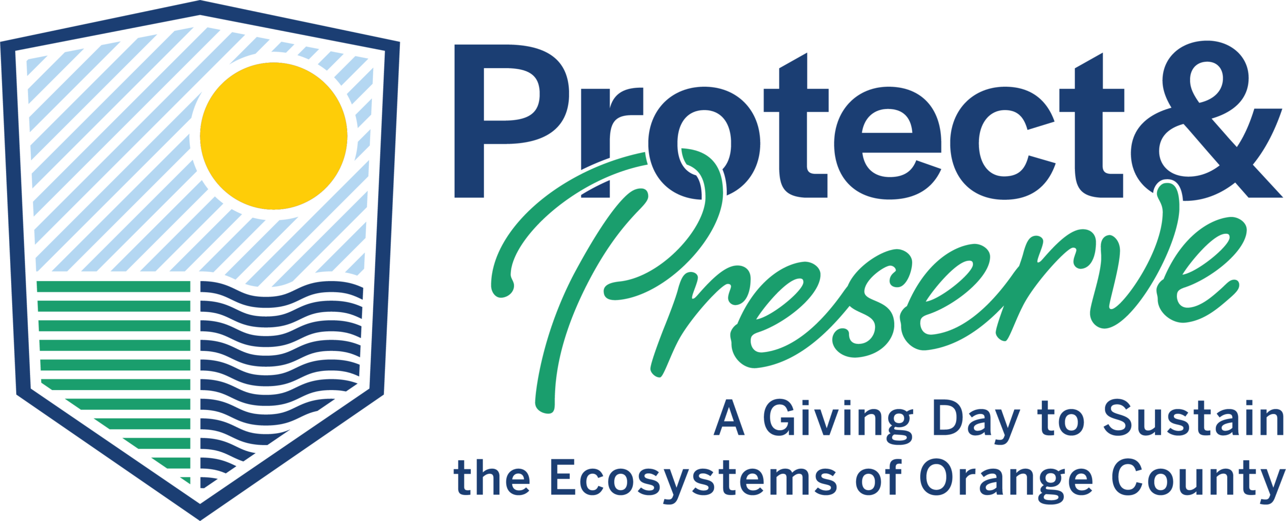 Protect & Preserve Giving Day logo with text: "A giving day to sustain the ecosystems of Orange County."