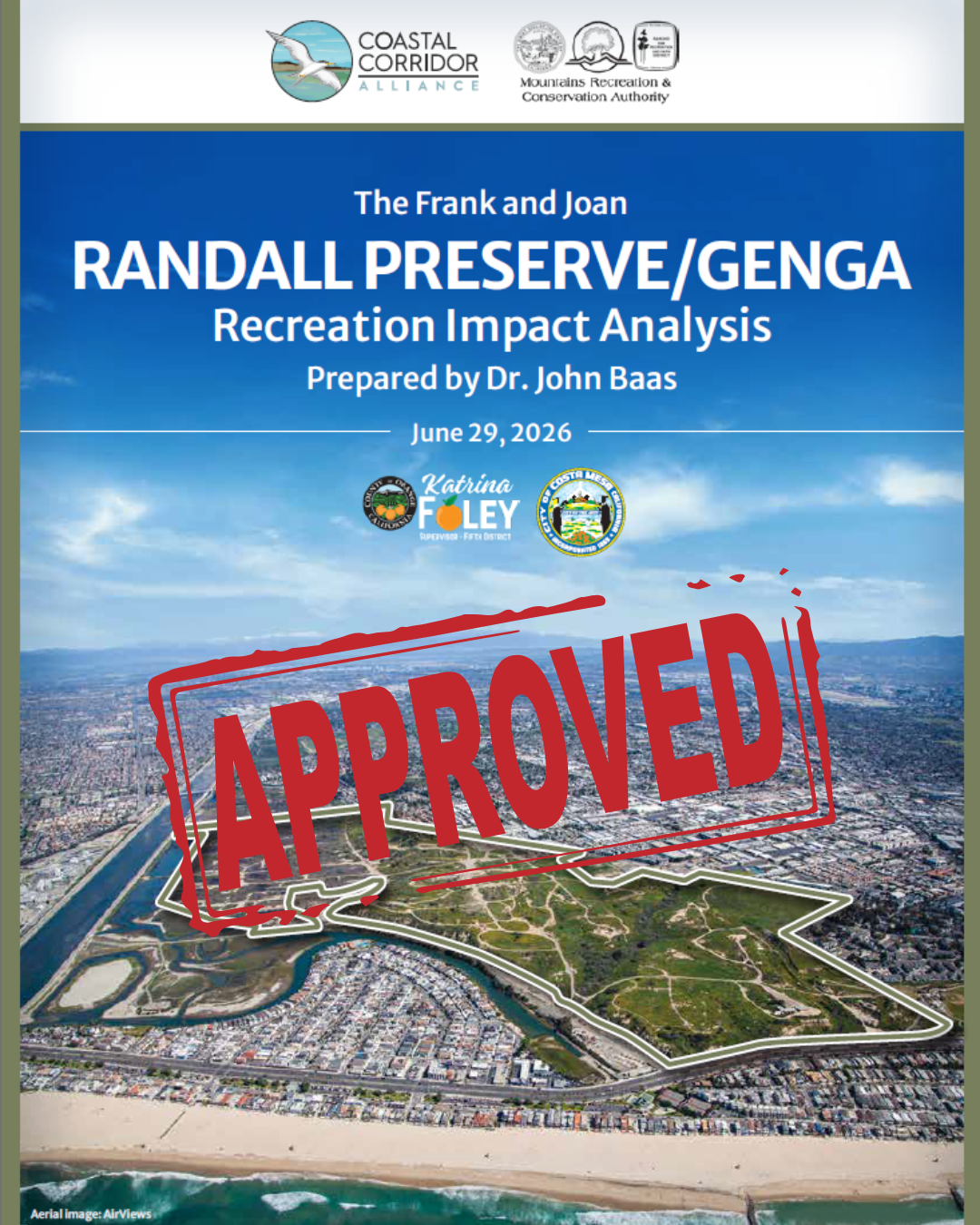 The cover to the Resource Management Plan with a red stamped "APPROVED" across it.