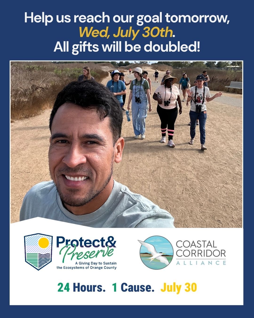 A protect and preserve flyer asking to donate tomorrow, July 30th